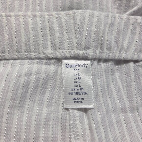 Gap Body Large Light Gray Metallic Drawstring Lightweight Cotton Lounge Pants - Picture 9 of 10